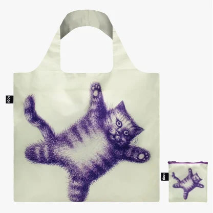 Saco reutilizável LOQI: "Flying Purr-ple Cat", de Armando Veve