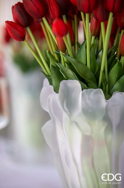 Jarra Taça baixa Tulipas Acetinada: 30cm largura