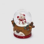 Globo de neve base Rena 7.5cm: boneco de neve branco e vermelho