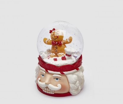 Globo de neve Cabeça Nutcracker Bigodes Brancos: Gingerbread Menina dentro