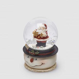 Globo de neve Cabeça Boneco de Neve 10cm: Pai Natal com Floco de Neve