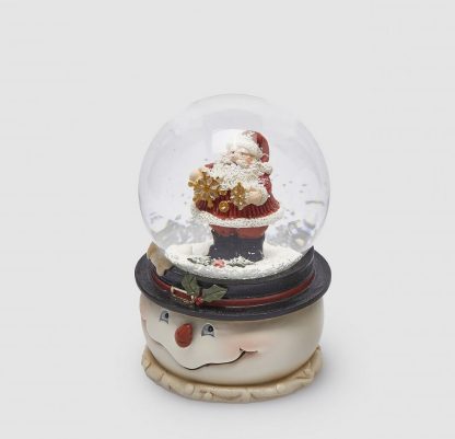 Globo de neve Cabeça Boneco de Neve 10cm: Pai Natal com Floco de Neve