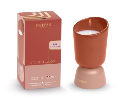 Vela perfumada Iconic Color 220gr Rosa e Vermelha: aroma Iris Cachemire