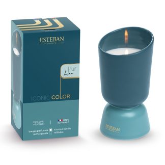 Vela perfumada Iconic Color Azul 220gr: aroma Pur Lin / Linho