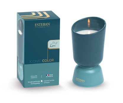 Vela perfumada Iconic Color Azul 220gr: aroma Pur Lin / Linho