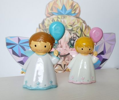 Anjo da Guarda com balão Aniversário rosa