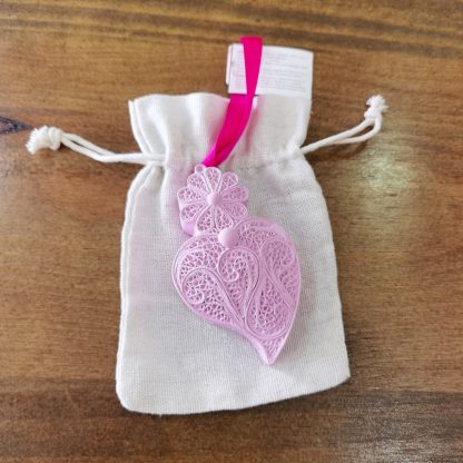 Coração grande Rosa Saco Linho: Lavanda