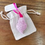 Coração Médio Rosa fita Rosa em saco de Linho: Lavanda