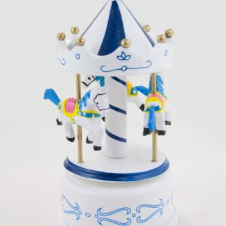 Carrossel médio 17cm Madeira Branco e Azul