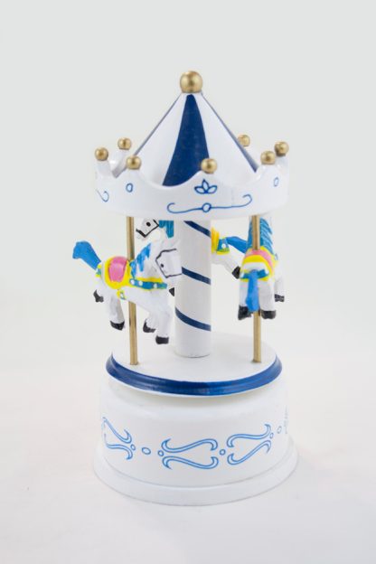 Carrossel médio 17cm Madeira Branco e Azul