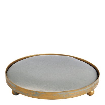 Bandeja redonda Cinza com rebordo dourado para gesso: Mathilde M.