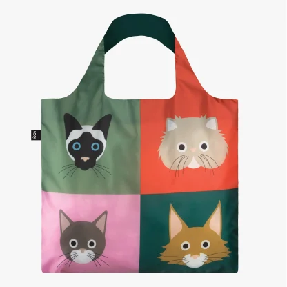 Saco reutilizável LOQI: Gatos em Quadrados