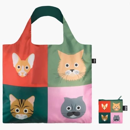 Saco reutilizável LOQI: Gatos em Quadrados