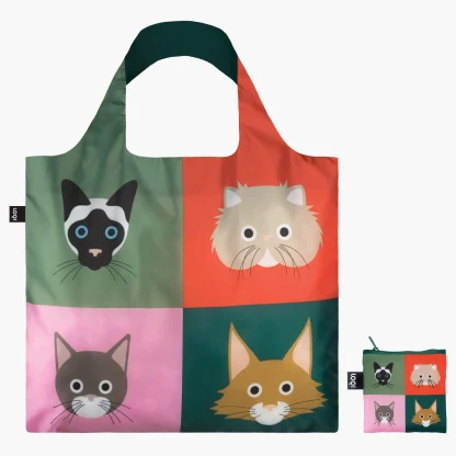 Saco reutilizável LOQI: Gatos em Quadrados