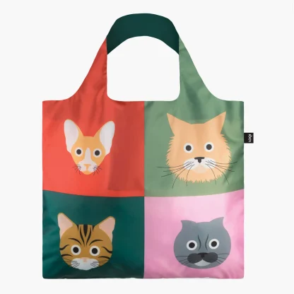 Saco reutilizável LOQI: Gatos em Quadrados