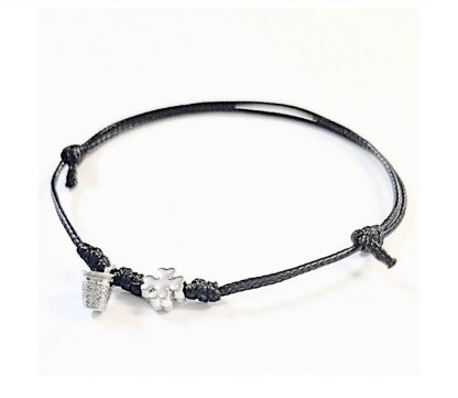 Pulseira ajustável Dedal + Trevo: Preta