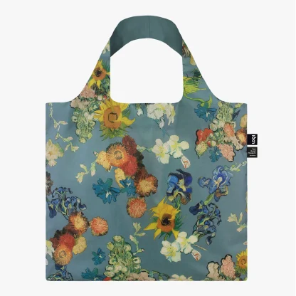 Saco reutilizável LOQI: "50th Anniversary Bouquet" fundo Azul, de Vincent van Gogh