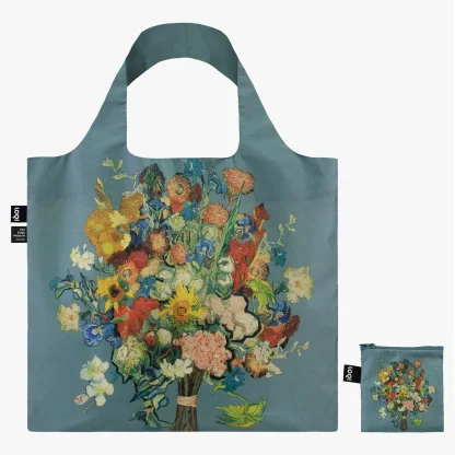 Saco reutilizável LOQI: "50th Anniversary Bouquet" fundo Azul, de Vincent van Gogh