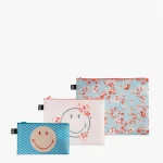 Conjunto de 3 pochets Smileys e Flores