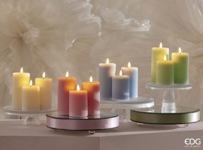 Vela Led Riscada Creme/Ivory grande: 13cm X 7.5cm