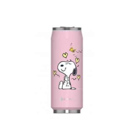 Lata Isotérmica 500ml com palhinha Les Artistes: Enjoy Snoopy Rosa