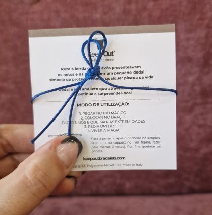 Pulseira Fio Mágico Dedal com Pendente: Azul Marinho com Coração