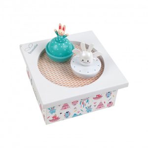 Caixa de música Dançarinos Musicais Angel Lapin e Coelho