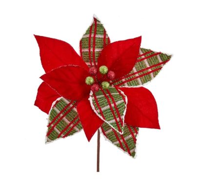 Poisenttia Vermelha e Lima tartan: 35cm