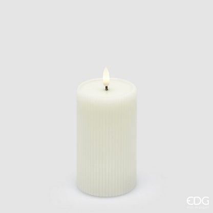 Vela Led Riscada Creme/Ivory grande: 13cm X 7.5cm