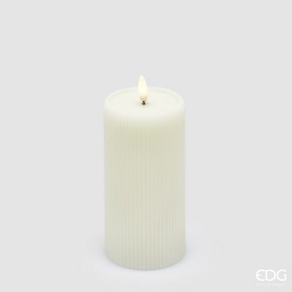 Vela Led Riscada Creme / Ivory Maior: 15cm X 7.5cm