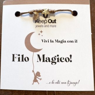 Pulseira Fio Mágico Dedal com Pendente: Castanho com Estrela