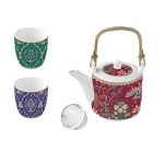 Conjunto Bule 600ml com infusor de chá + 2 chávenas 160ml Eclectic Chic: Easylife