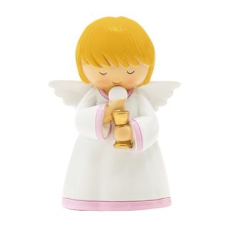 Anjo da Guarda Comunhão com Cálice Rosa: 12.5cm