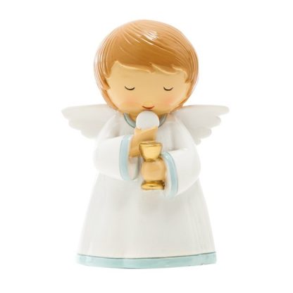 Anjo da Guarda: Menino Comunhão com Cálice Azul 8cm