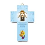 Cruz 3D azul Primeira Comunhão com Anjo da Guarda