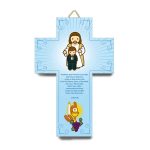 Cruz 3D azul Primeira Comunhão com Jesus