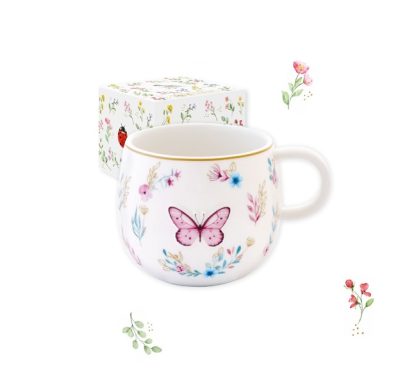 Chávena grande decorada em relevo Fancy Garden - Borboleta: Easylife