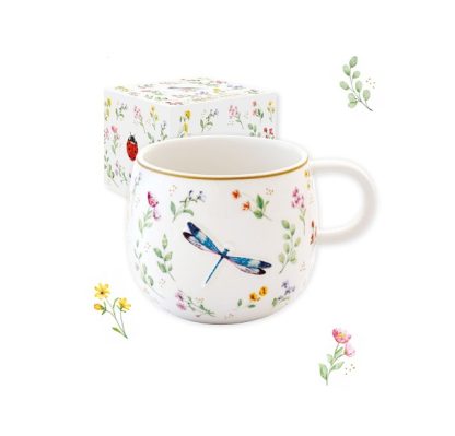 Chávena grande decorada em relevo Fancy Garden - Libélula: Easylife
