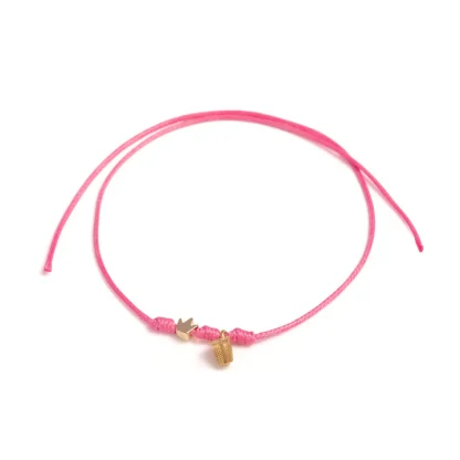 Pulseira Fio Mágico Dedal com Pendente: Rosa com Estrela