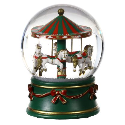 Globo de Neve Carrossel: verde e vermelho