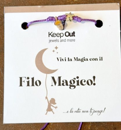 Pulseira Fio Mágico Dedal com Pendente: Roxo com Estrela