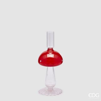 Castiçal em Vidro Cogumelo 23cm: para vela castiçal alta