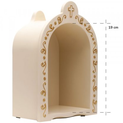 Oratório Dourado com Floreados e Cruz: grande (figuras até 19cm)