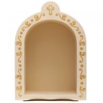 Oratório Dourado com Floreados e Cruz: grande (figuras até 19cm)