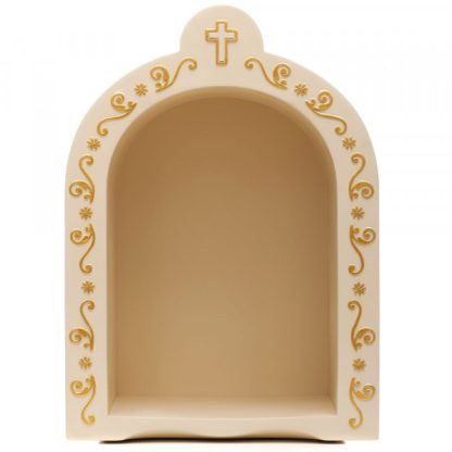 Oratório Dourado com Floreados e Cruz: grande (figuras até 19cm)