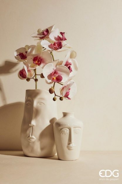 Flor Artificial Orquídea Rosa e Branca