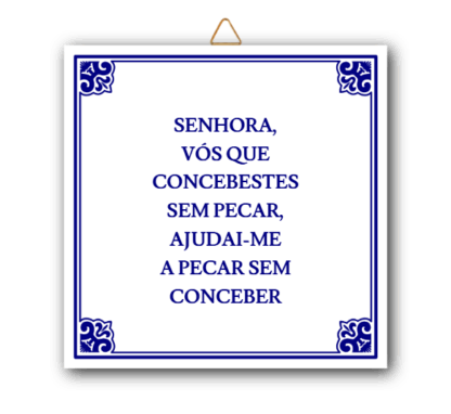 Azulejo "Senhora, vós que concebestes sem pecar, ajudai-me a pecar sem conceber"
