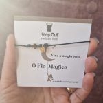 Pulseira Fio Mágico Dedal com Pendente: Preto com Trevo
