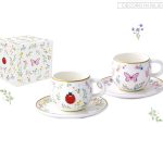 Conjunto 2 chávenas de café + pires Fancy Garden - Joaninha e Borboleta: Easylife