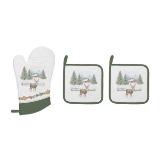 Conjunto Luva e 2 Pegas de cozinha White Forest: Easylife